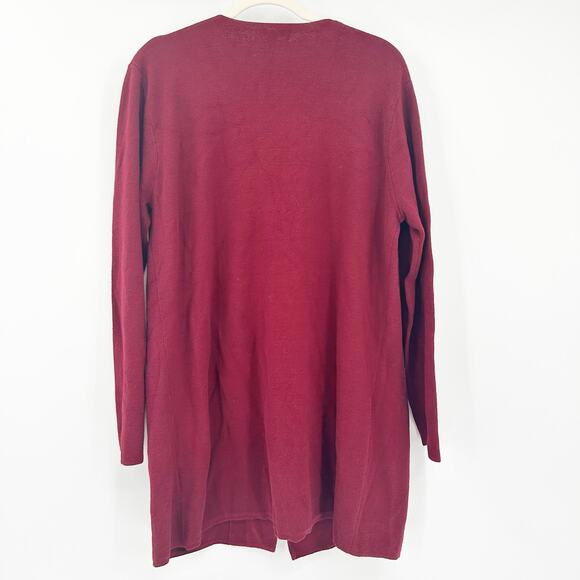 NWT J. Crew Mercantile Womens Collarless Sweater Blazer Cardigan Size L Burgundy - Picture 6 of 6